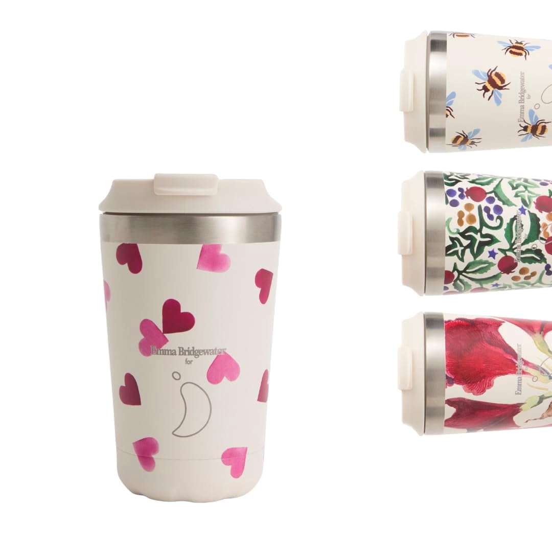Chilly's Original Coffee Cup - Thermal Travel Mug - 340ml - Pink Hearts ...