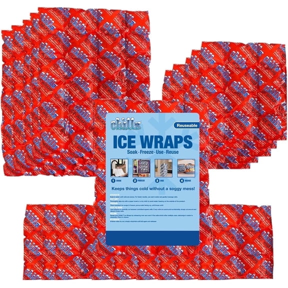Chillz Reusable Ice Wraps 20 Pack (Red)