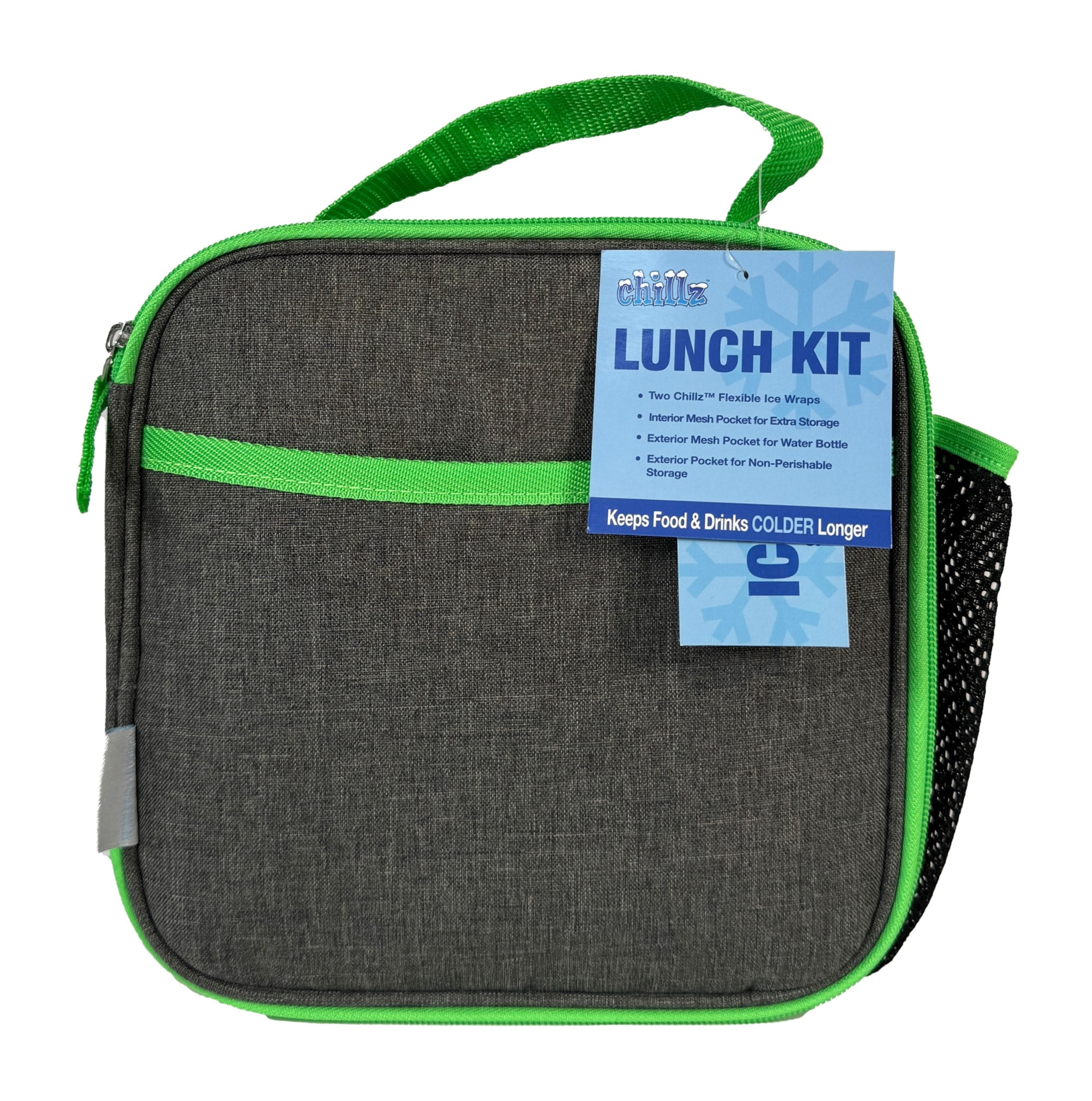 Chillz Lunch Box with 2 Ice Wraps, Handle, Side Pocket - Ideal for School, Office, Multiple Colors
