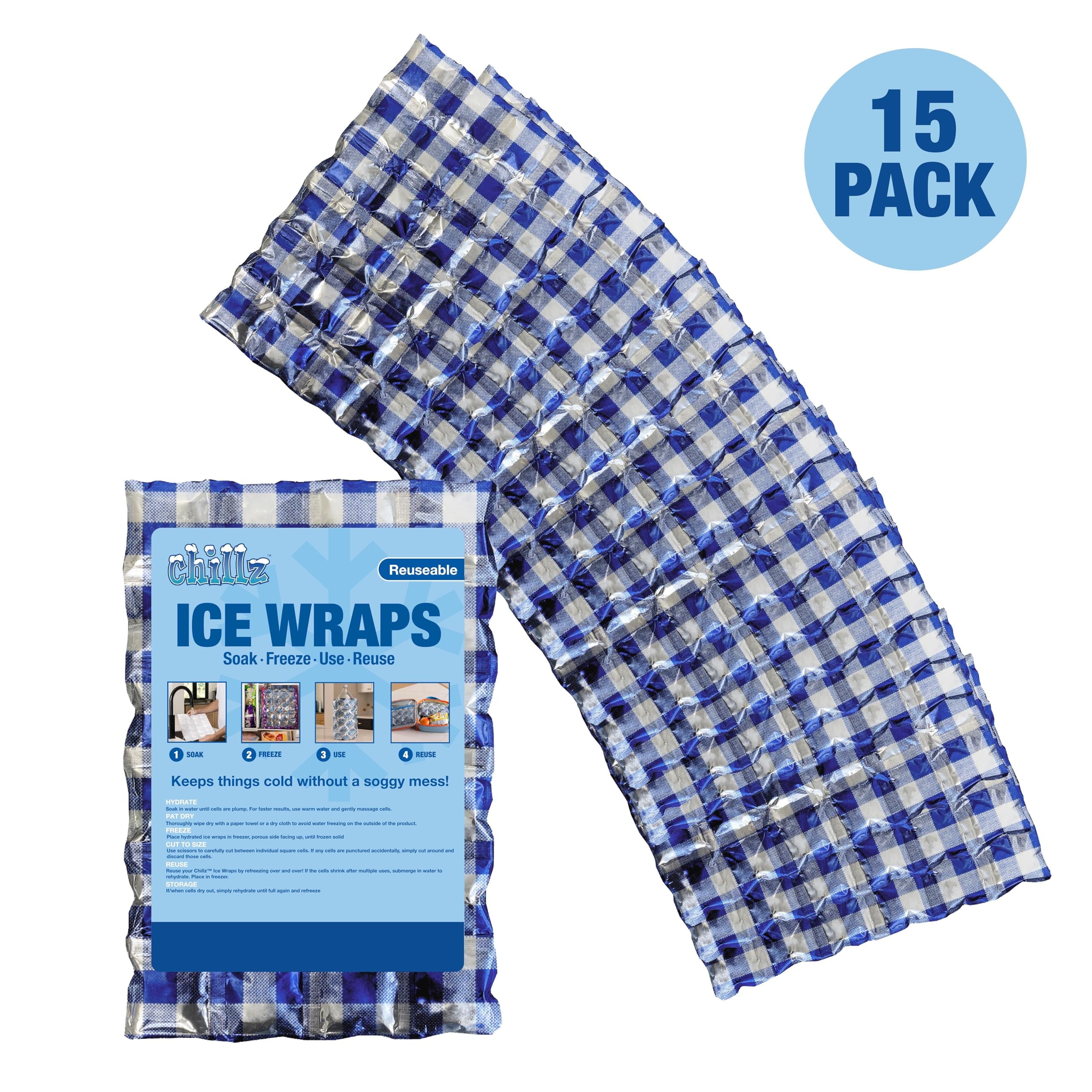 Chillz Reusable Ice Wraps 15 Pack (Picnic)