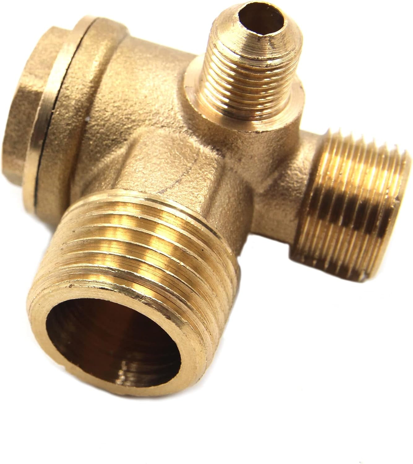 Chiloskit 3-Port Brass Male Threaded Air Compressor Check Valve 90 ...