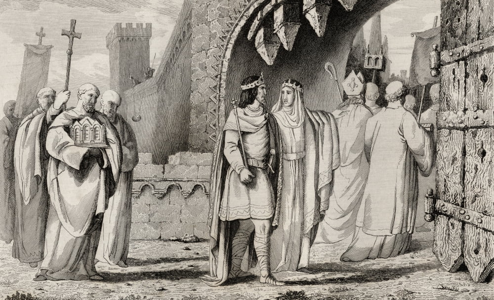 Chilperic I 539 To 584 In A Religious Procession From Histoire De France By Colart Published Circa 1840 Canvas Art - Ken Welsh Design Pics (19 x 11)