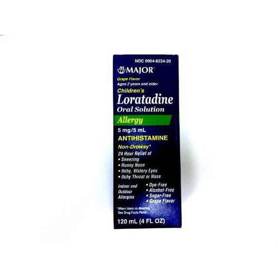 Chilrden Allergy 24 Hour Relief Antihistamine Loratadine 5mg/5ml Grape Flavor, by Major