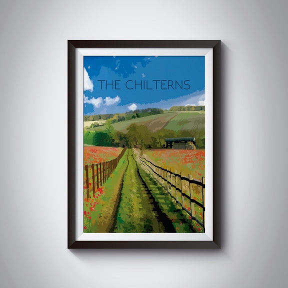 The Chilterns Poster, Travel Print, National Park Poster, Vintage Print, Chiltern Hills, Ridgeway, Ivinghoe Beacon, Aonb, Coombe Hill, Art Wall Art, Modern Wall Decor, 24x36 UNFRAMED