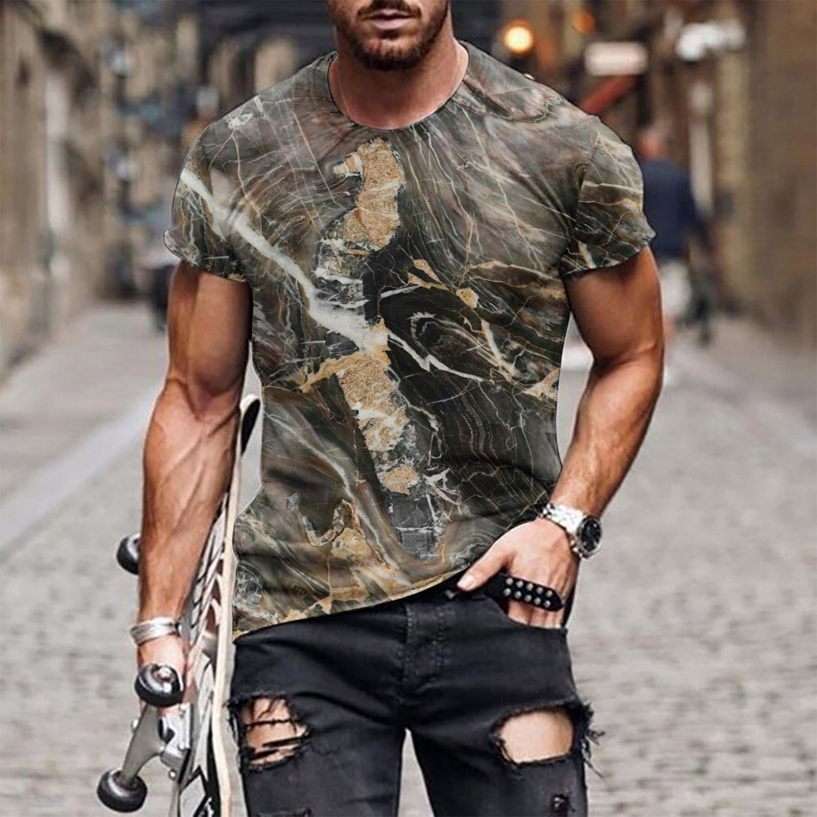 Chimao Printing Casual Top European And American Round Neck Casual