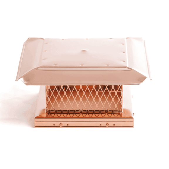 Chimcare Copper Chimney Cap - 13x13 in, Single Flue, Masonry Fireplace, Spark Arrestor, USA Made