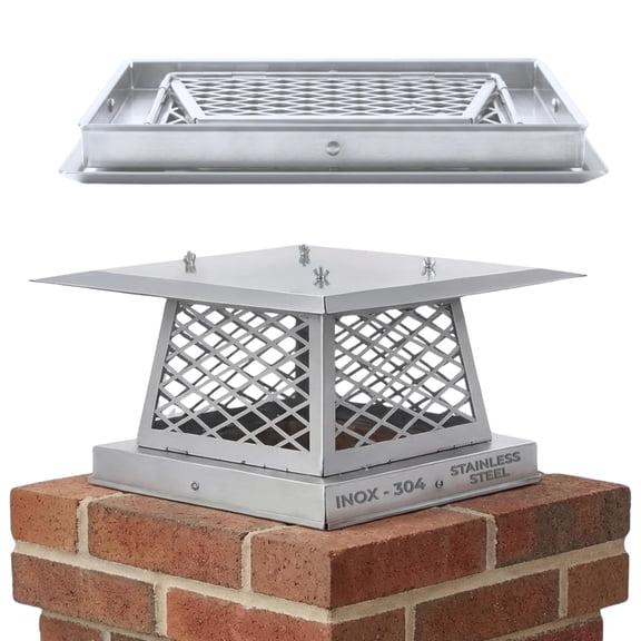 Chimco 12"x12" Single Flue Bolt-On Chimney Cap with Easy & Fast Assembly Design  Durable Rust-Free Stainless Steel Chimney Cover for Outdoor Protection (Fits 11x11, 12x11, 12x12 & 12.5x12.5 Flues)