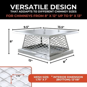 Chimco 8"x12" Single Flue Bolt-On Chimney Cap with Easy & Fast Assembly Design – Durable Rust-Free Stainless Steel Chimney Cover for Outdoor Protection