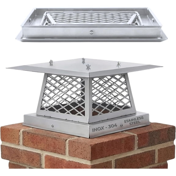 Chimco 9"x13" Single Flue Bolt-On Chimney Cap with Easy & Fast Assembly Design  Durable Rust-Free Stainless Steel Chimney Cover for Outdoor Protection