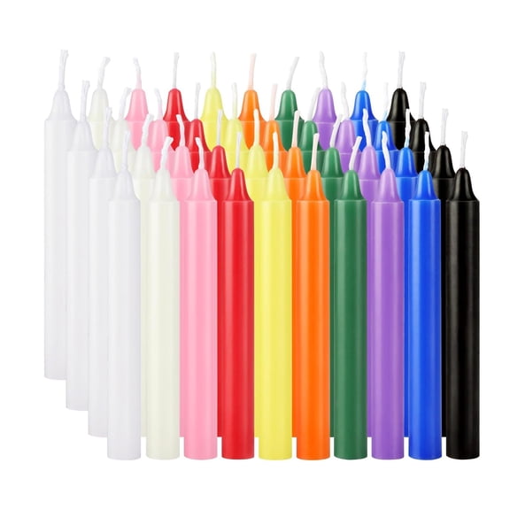 Chime Candles, 40 Pack Multi Colored Taper Candles, 4 Inch Long Burning Spell Candles for Altar, Wicca, Rituals, , and Home Decor, Wedding, Birthday Party Decoion, 10 Assorted Rainbow Colors