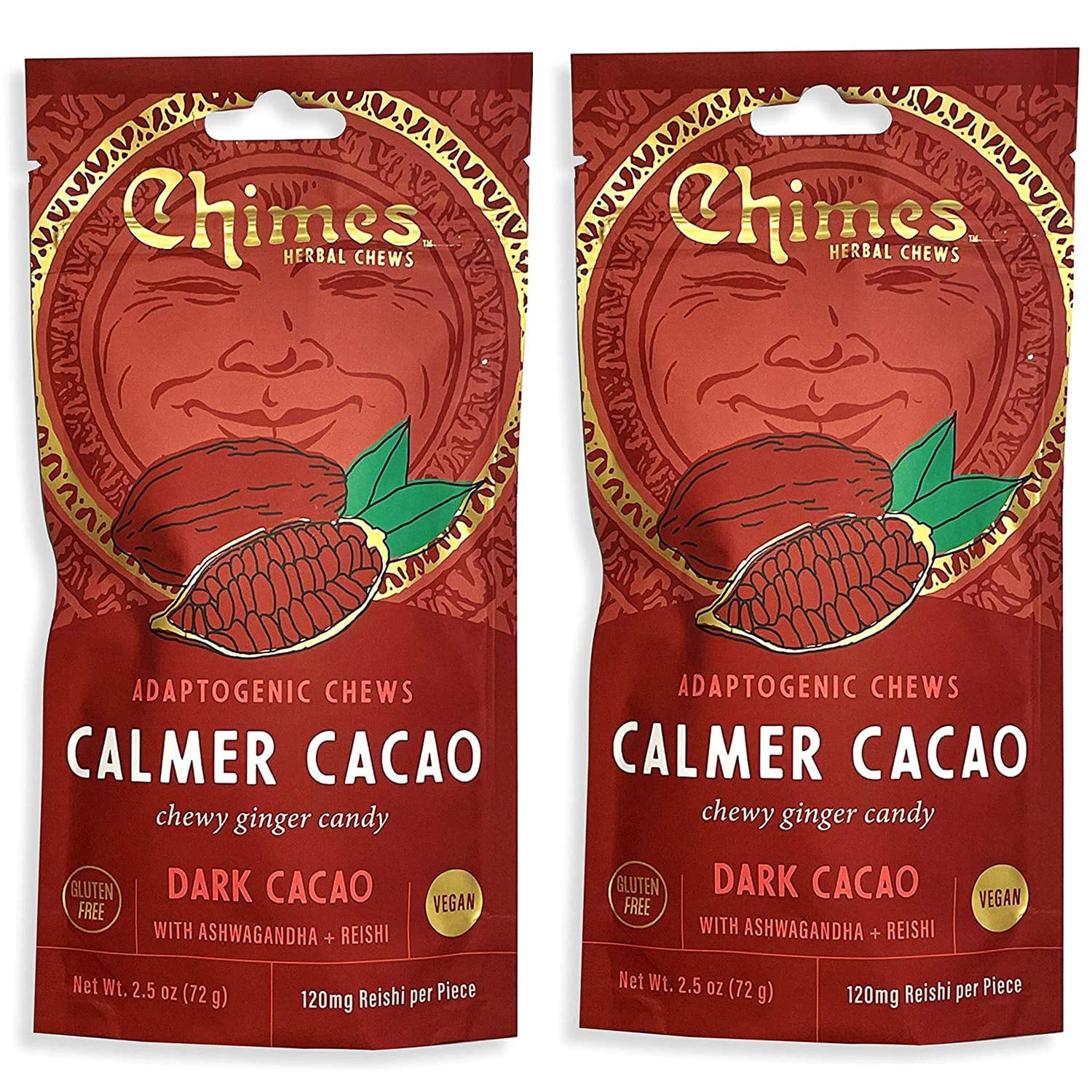 Chimes Calmer Cacao Adaptogen ESF27 Ginger Chews Candy - (2 Pack With ...