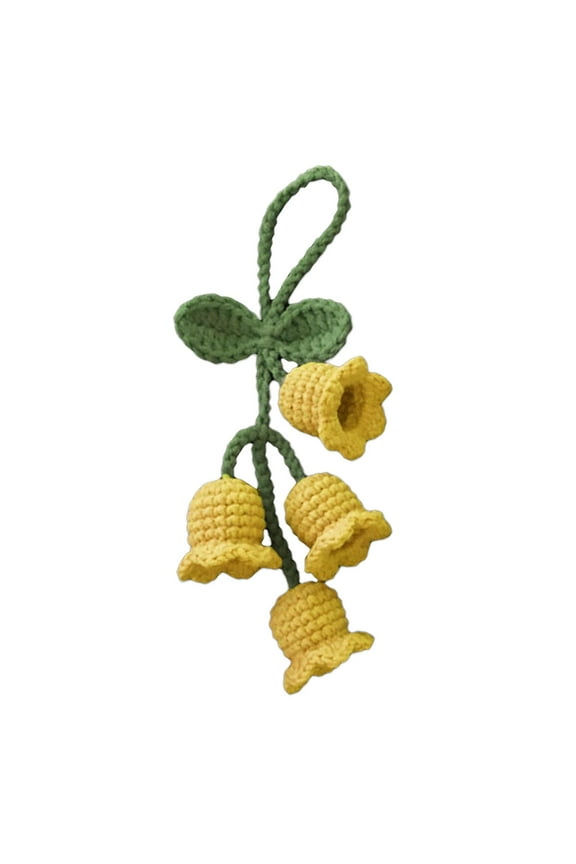 Chimes Flower Pendant Bell Orchid Crocheted Wind Knitted Keyring; Keychain