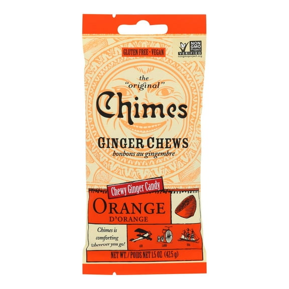 Chimes Orange Ginger Chews 1.5 Oz Bag - Pack of 12
