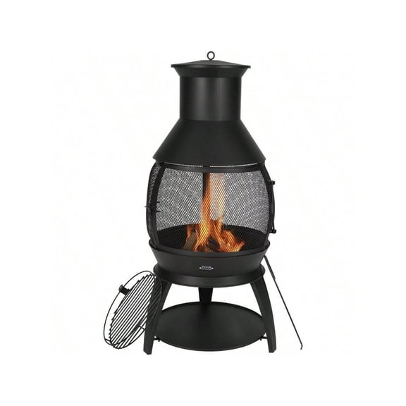 Chiminea 22 Inch Outdoor Wood Burning Firepit Spherical Fireplace For BBQ And Warming Wooden Fire Pit With Grill Mesh Chimney Coat And Rustproof Chiminea Lid For Patio Backyard