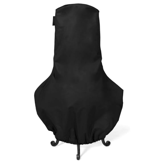Chiminea Cover - Heavy-Duty Polyester, Weather Resistant, Drawcord , Grill and Heating, 24DIAMETER x 40H, Ripstop Black