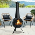 Chiminea Fireplace Patio Fire Pit Wood Burning Cast Iron Lid
