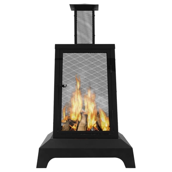 Chiminea Outdoor Fireplace, 43 Inch Wood Burning with Grill Grate and Screen Cover, Outdoor for Patio, Backyard, Deck Porch and Camping (Black)