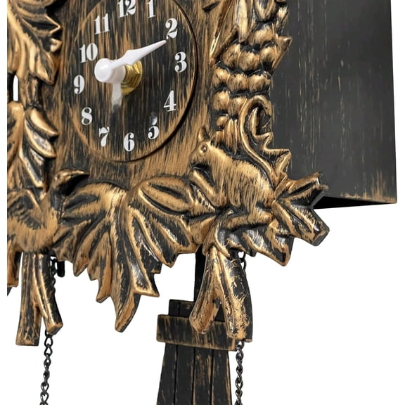 Chiming Cookoo Clock Brown Vintage Bird Flapping Cuckoo Clocks Volume Adjustable Coo Coo Clocks Wall Decoration Battery Operated Pendulum Cuckoo Clock for Home Living Room Office