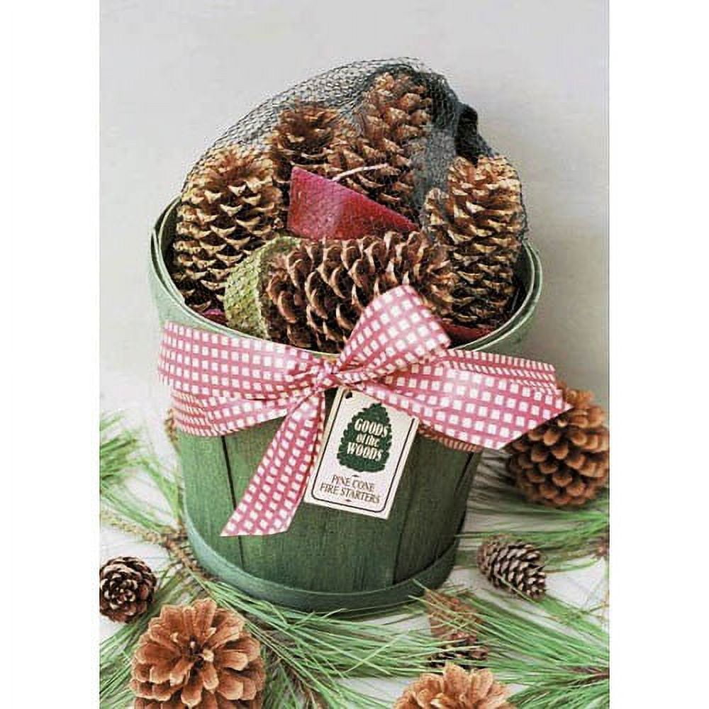 Chimney 47136 Cone Starter Harvest Basket. 12 Pine Cone Fire Starters In A Green  Wooden Planter
