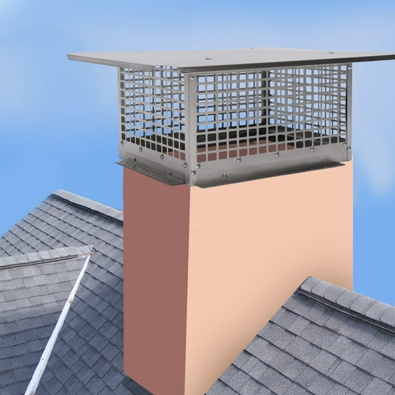 Chimney Cap, 17" x 29" Flue Caps, 304 Stainless Steel Fireplace Chimney Cover, Adjustable Metal Spark Arrestor with Bolts Screws, Mesh Chimney Flue Cover for Outside Existing Clay Flue Tile