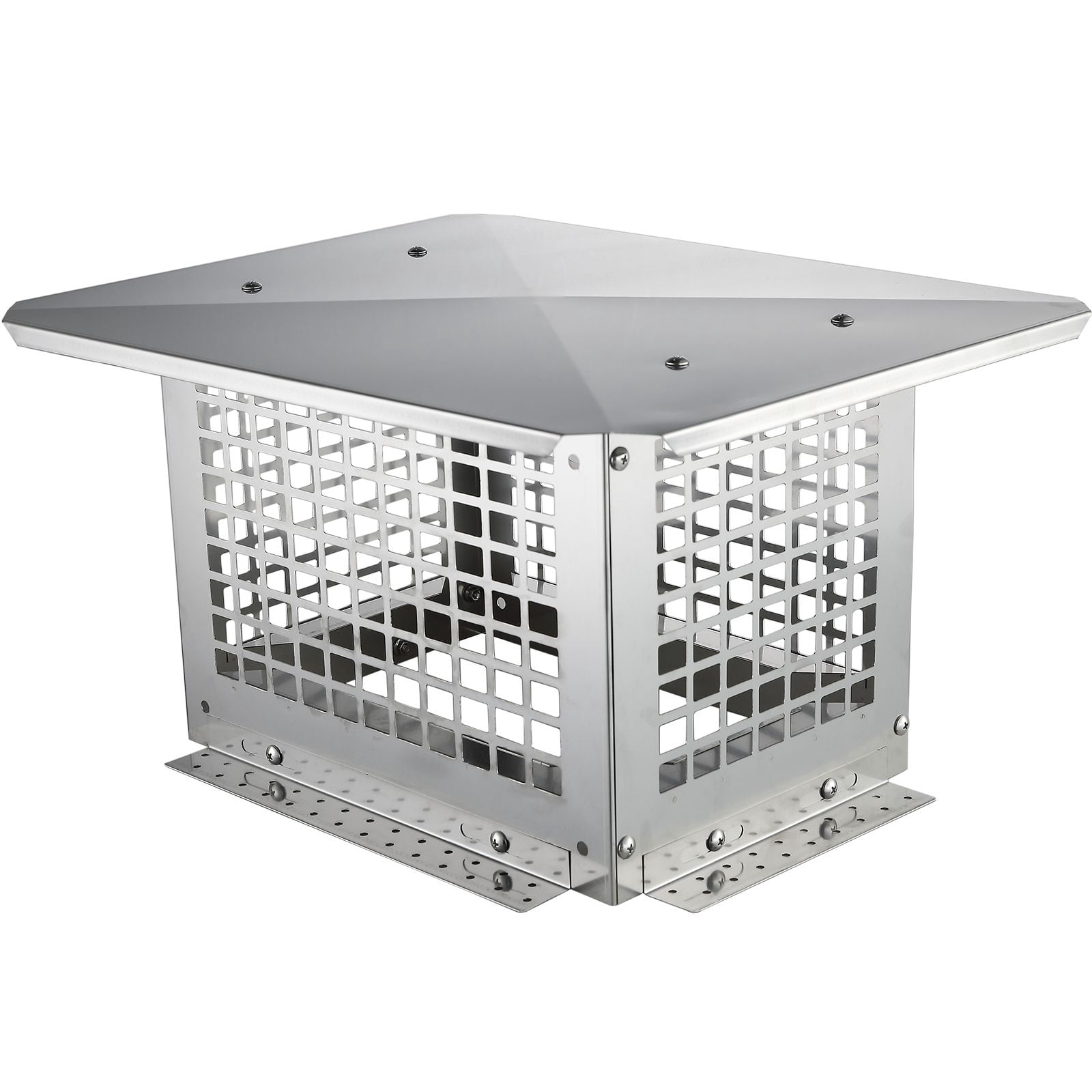 Chimney Cap 304 Stainless Steel, 2 Installation Methods, Wind-Resistant Mesh, Pre-Drilled Holes, for Brick Metal Chimneys Fireplace