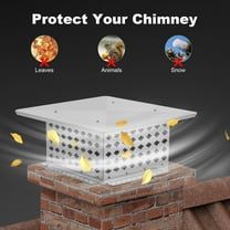 Chimney Cap, 304 Stainless Steel Fireplace Chimney Cover Flue Caps, with Adjustable Metal Strips, Screws & Gloves