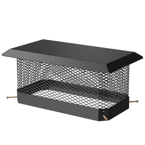 Chimney Cap Galvanized Steel Cover Weatherproof Spark Arrestor Easy Bottom Installation 9 inches by 18 inches Black