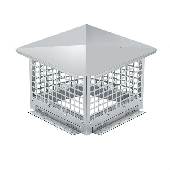 Chimney Cap - Heavy-Duty 304 Stainless Steel Mesh Cover, Easy Bottom Installation, Weatherproof & Spark Arrestor for Outside Clay Flue Tile , Silver
