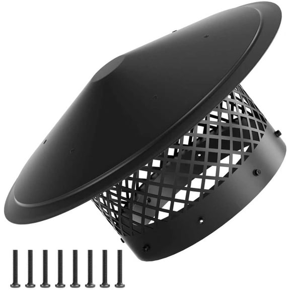 Chimney Caps for Outside 10Inch Black: Round 10 Inch Chimney Cap Galvanized Steel - All Weather Easy Installation Cone Top Roof Vent Cap for Wood Stove Pipe & Fireplace