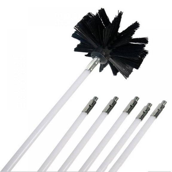 Chimney Cleaning Brush Kit Set Hearth Wire Cleaning Tool with 6 Long Flexible Rods 23 Inch