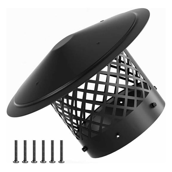 Chimney for Outside 6Inch Black: Round 6 Inch Chimney Galvanized Steel - All Weather Easy Installation Cone Top Roof Vent for Wood Stove Pipe & Fireplace