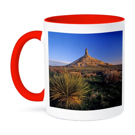 Chimney Rock, Bayard, Nebraska - Us28 Cha0075 - Chuck Haney, 11oz Two-Tone Red Mug