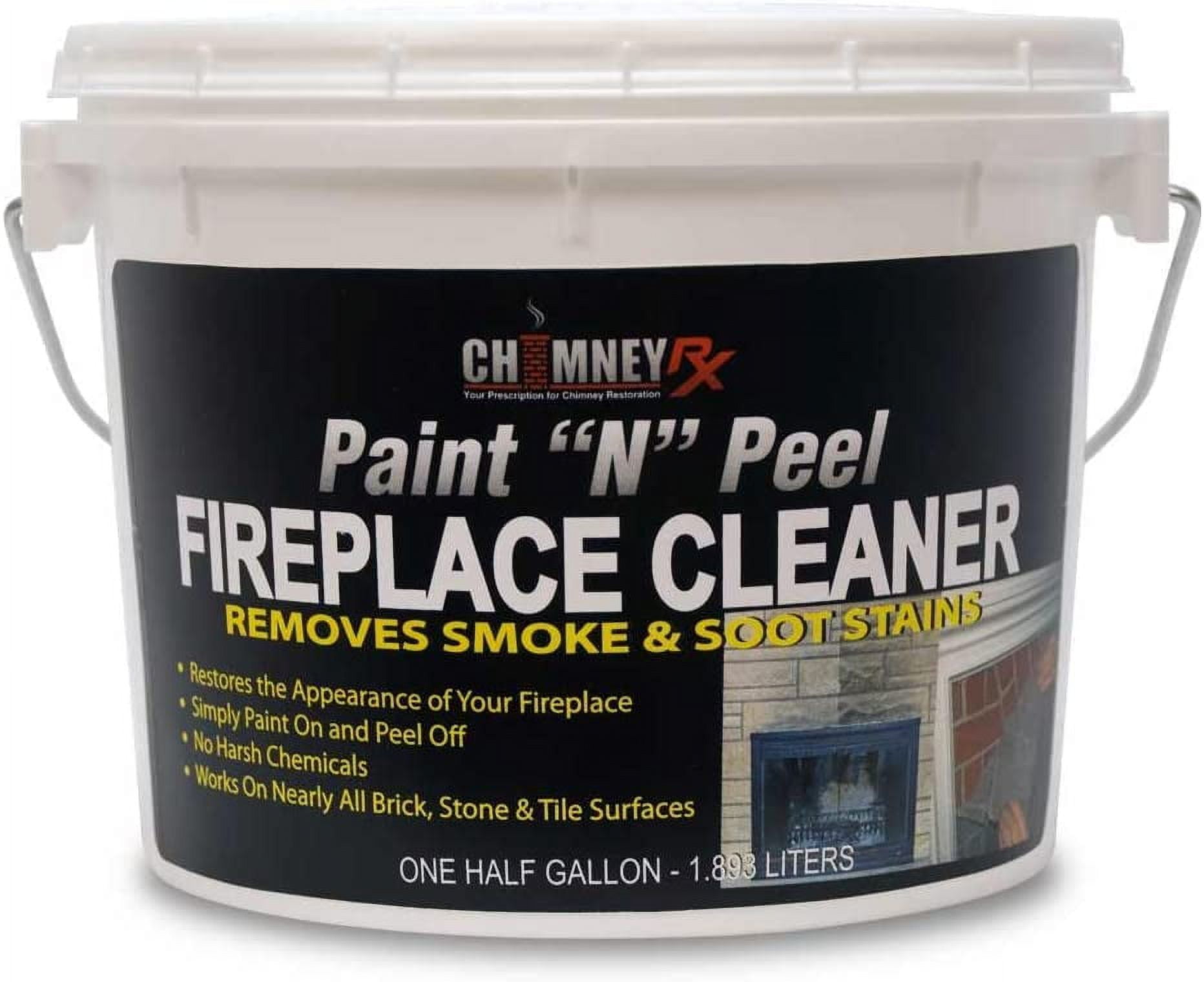 Chimney Rx Paint N Peel Fireplace Cleaner & Soot Remover, Half Gallon for Masonry Surfaces
