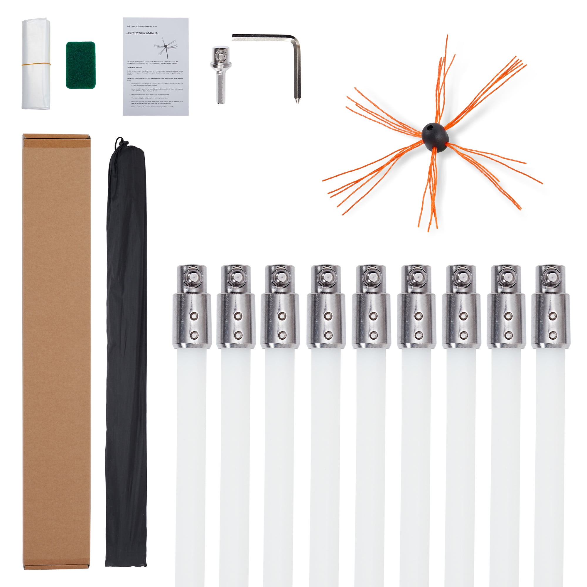 Chimney SweepKit, Ergonomic Chimney Cleaning Kit, Chimney Brush, Rotary