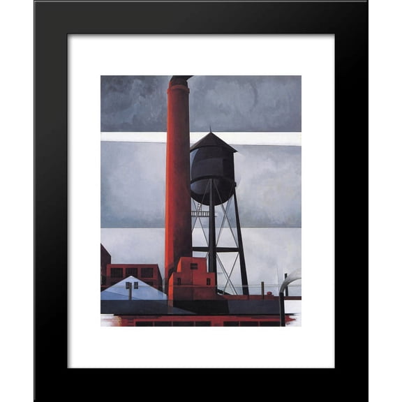 Chimney and Water Tower 20x24 Framed Art Print by Charles Demuth