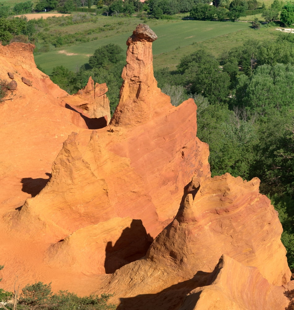 Chimney rock formations Rustrel Vaucluse Luberon Provence-Alpes-Cote DAzur France Canvas Art - Panoramic Images (24 x 24)