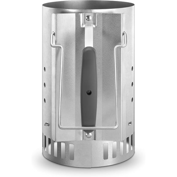 Chimney starter, silver, sturdy and durable structure, long-lasting, ergonomic handle, comfortable to use