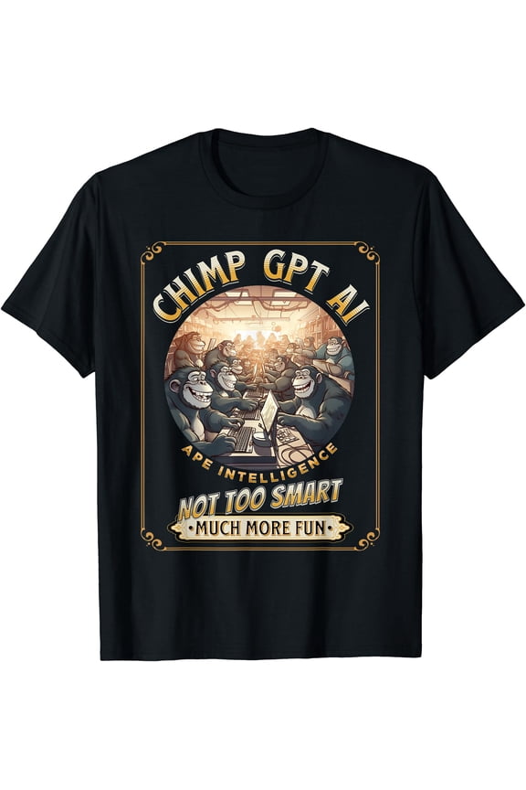 Chimp GPT AI Funny Chimpanzee Ape Intelligence pun T-Shirt