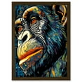 thumbnail image 1 of Chimpanzee Acrylic Painting Vibrant Blue Orange Green Pattern Portrait Modern Pop Art Artwork Framed Wall Art Print A4, 1 of 4