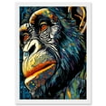 thumbnail image 1 of Chimpanzee Acrylic Painting Vibrant Blue Orange Green Pattern Portrait Modern Pop Art Artwork Framed Wall Art Print A4, 1 of 4
