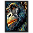 thumbnail image 1 of Chimpanzee Acrylic Painting Vibrant Blue Orange Green Pattern Portrait Modern Pop Art Artwork Framed Wall Art Print A4, 1 of 4