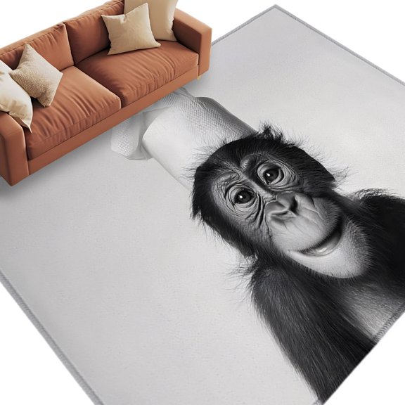 Chimpanzee Area Rug 5x8 Washable Rug Non Slip Monkey Chef Funny Animal Humor Large Area Rug Soft Stainresistant Indoor Floor Carpet for Living Room Bedroom Home Office Dining Room Nursery