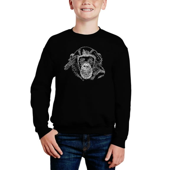 Chimpanzee - Boy's Word Art Crewneck Sweatshirt
