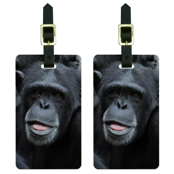 Chimpanzee Chimp Ape Monkey Luggage Tags Suitcase Carry-On ID, Set of 2