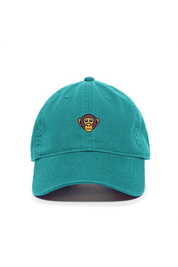 Chimpanzee Head Baseball Cap Embroidered Cotton Adjustable Dad Hat Teal