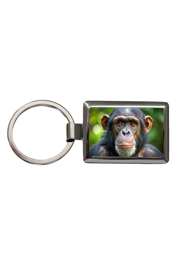 Chimpanzee Monkey Metal Rectangle Keychain