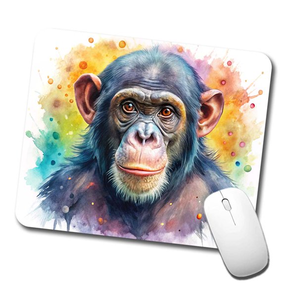 Chimpanzee Monkey Watercolor Mouse Pad Low Profile Gaming Mat