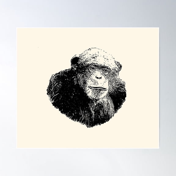 Chimpanzee Poster Wall Art, Modern Wall Decor For Living Room Bedroom, 12x18 UNFRAMED