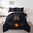 thumbnail image 1 of Chimpanzee Queen Comforter&nbsp;Set Boho Sun and Moon Galaxy Bed Set,Woodland Animals Bedding Sets,Wildlife Monkey Duvet Set Exotic Chimp Bohemian Decor, 1 of 6