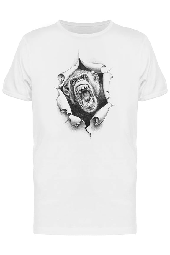 Chimpanzee Ripped Paper Sketch Tee Men's -Image by Shutterstock